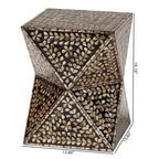 Guéridon en Nacre - Noir/Bronze floral, MDF, 46 x 35 cm