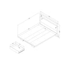 Lit plateforme double/grand format avec tiroir de rangement et étagère de tête de lit – Noyer naturel