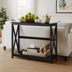 Yaheetech 2-Tier X-Design Console Table Sofa Side End Table for Living Room