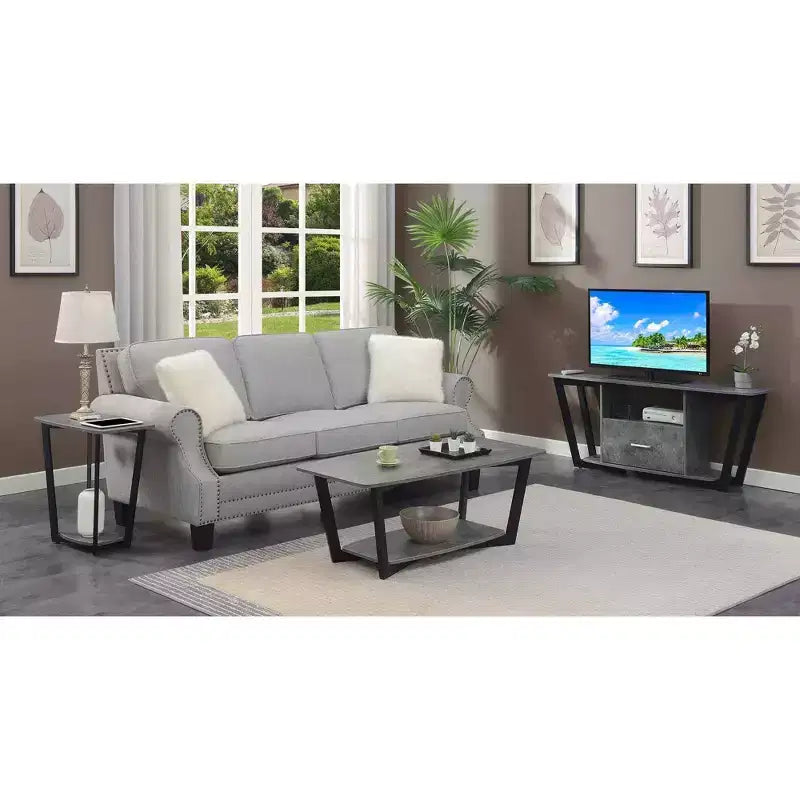 Meuble TV 1 tiroir pour téléviseurs jusqu'à 60 po avec tablettes ouvertes - Gris