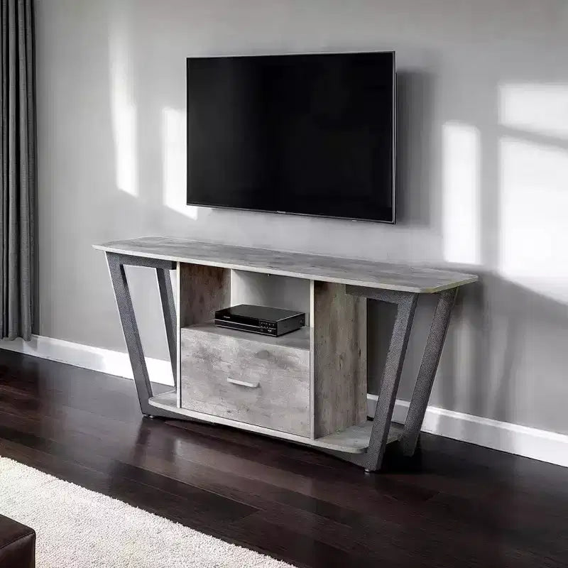 Meuble TV 1 tiroir pour téléviseurs jusqu'à 60 po avec tablettes ouvertes - Gris