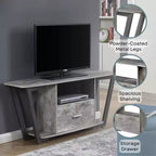 Meuble TV 1 tiroir pour téléviseurs jusqu'à 60 po avec tablettes ouvertes - Gris