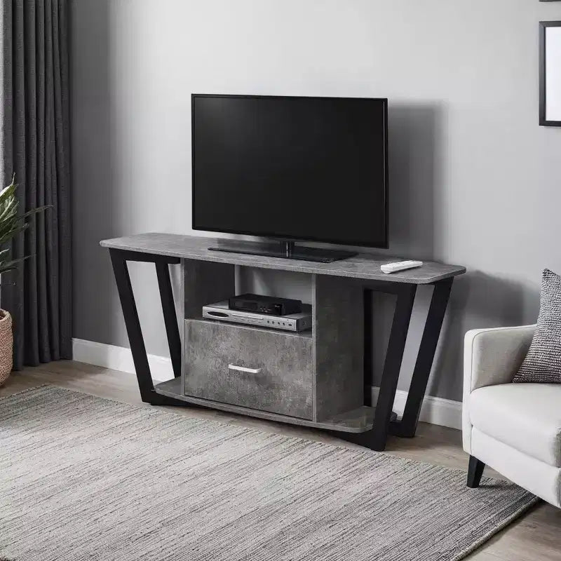 Meuble TV 1 tiroir pour téléviseurs jusqu'à 60 po avec tablettes ouvertes - Gris