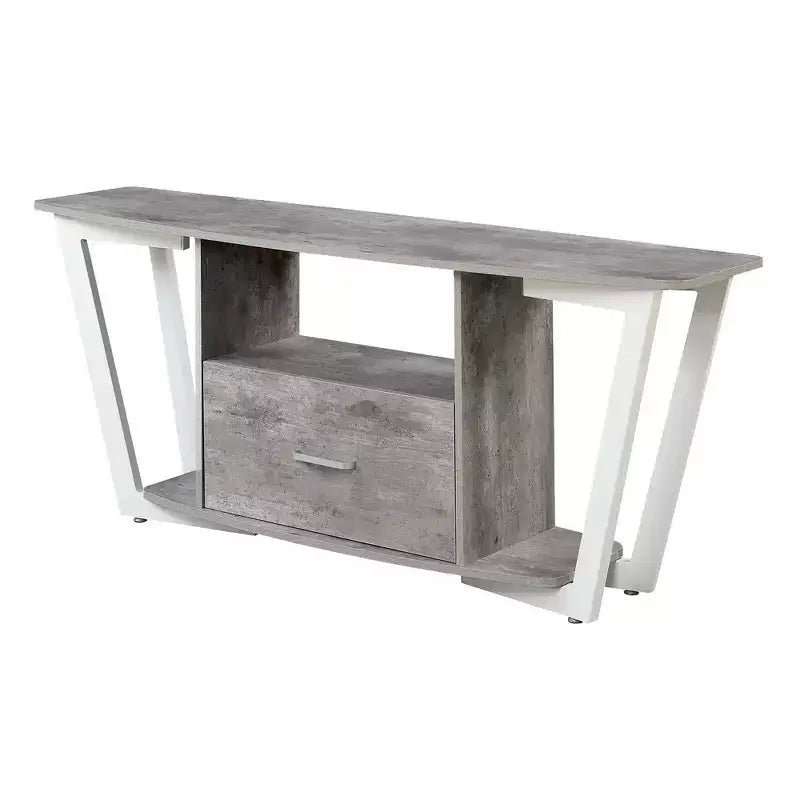 Meuble TV 1 tiroir pour téléviseurs jusqu'à 60 po avec tablettes ouvertes - Gris