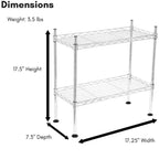 Étagère utilitaire compacte à 2 niveaux en chrome, 17,5 x 9 x 17,5 po