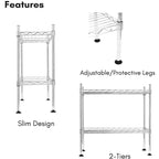 Étagère utilitaire compacte à 2 niveaux en chrome, 17,5 x 9 x 17,5 po
