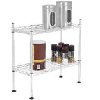 Étagère utilitaire compacte à 2 niveaux en chrome, 17,5 x 9 x 17,5 po