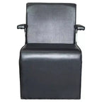 Chaise de coiffure professionnelle Chromium Vinyl avec découpe dorsale et poignées en acier - Noir