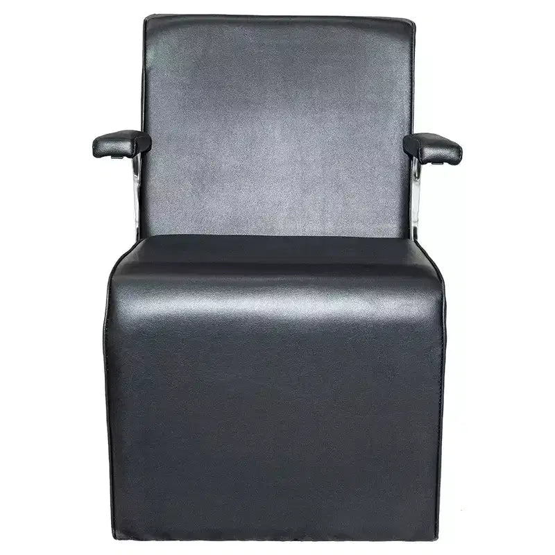 Chaise de coiffure professionnelle Chromium Vinyl avec découpe dorsale et poignées en acier - Noir