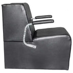 Chaise de coiffure professionnelle Chromium Vinyl avec découpe dorsale et poignées en acier - Noir