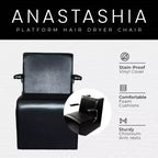 Chaise de coiffure professionnelle Chromium Vinyl avec découpe dorsale et poignées en acier - Noir