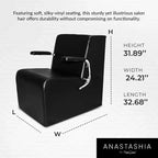 Chaise de coiffure professionnelle Chromium Vinyl avec découpe dorsale et poignées en acier - Noir