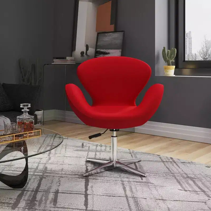 Lot de 2 chaises pivotantes réglables en similicuir framboise