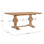Table à manger en pin massif – Double pied, miel rustique, 4 places
