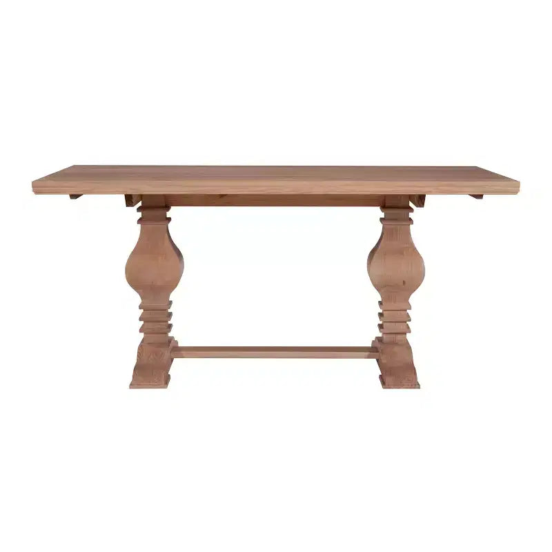 Table à manger en pin massif – Double pied, miel rustique, 4 places