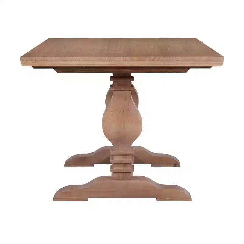 Table à manger en pin massif – Double pied, miel rustique, 4 places