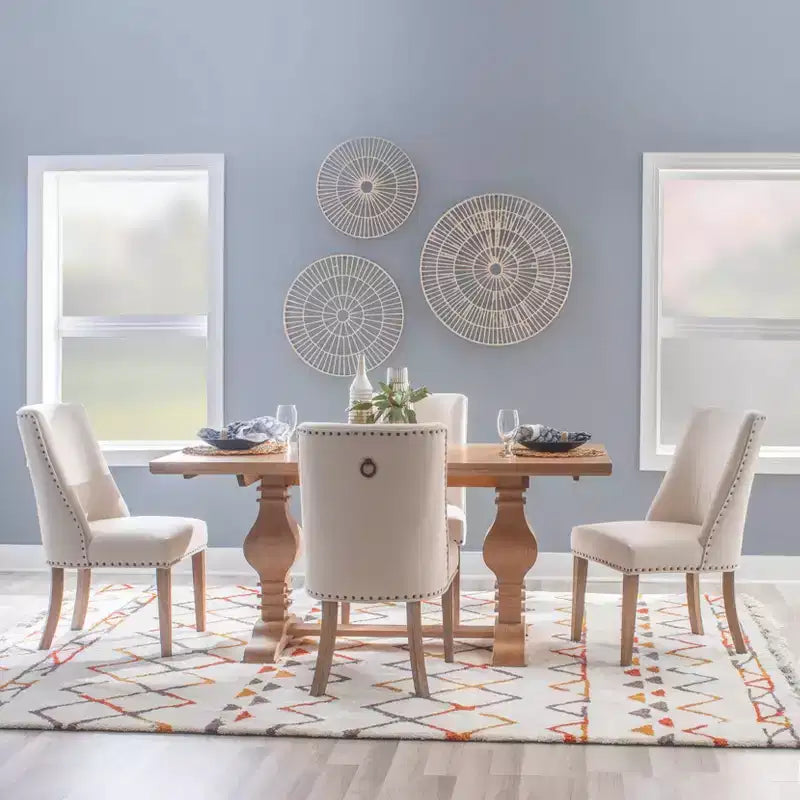 Table à manger en pin massif – Double pied, miel rustique, 4 places