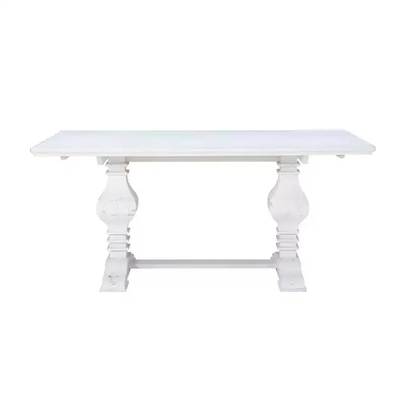 Table à manger en pin massif – Double pied, miel rustique, 4 places