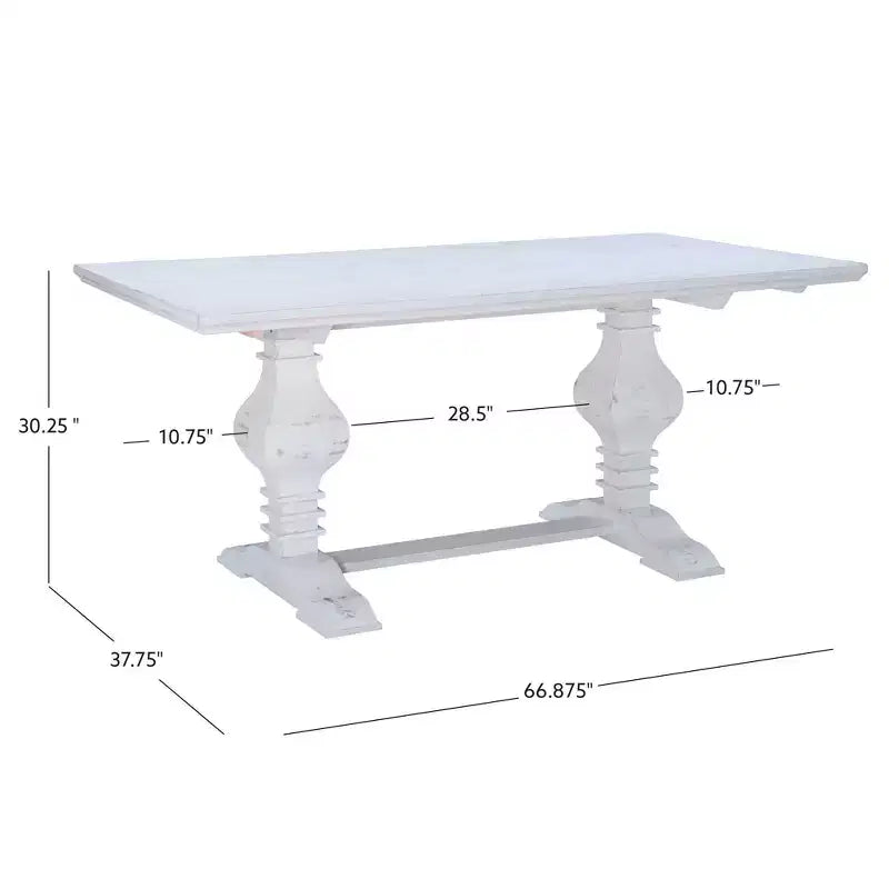 Table à manger en pin massif – Double pied, miel rustique, 4 places