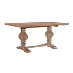 Table à manger en pin massif – Double pied, miel rustique, 4 places