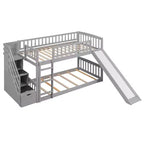 Stairway Twin over Twin Bunk Bed with Two Drawers and Slide-ModernLuxe