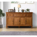 Buffet traditionnel de 147 cm de large à 3 tiroirs avec pieds en bois massif
