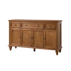 Buffet traditionnel de 147 cm de large à 3 tiroirs avec pieds en bois massif