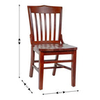 Lot de 2 chaises de restaurant en bois d'acajou de style "School House" - Qualité commerciale