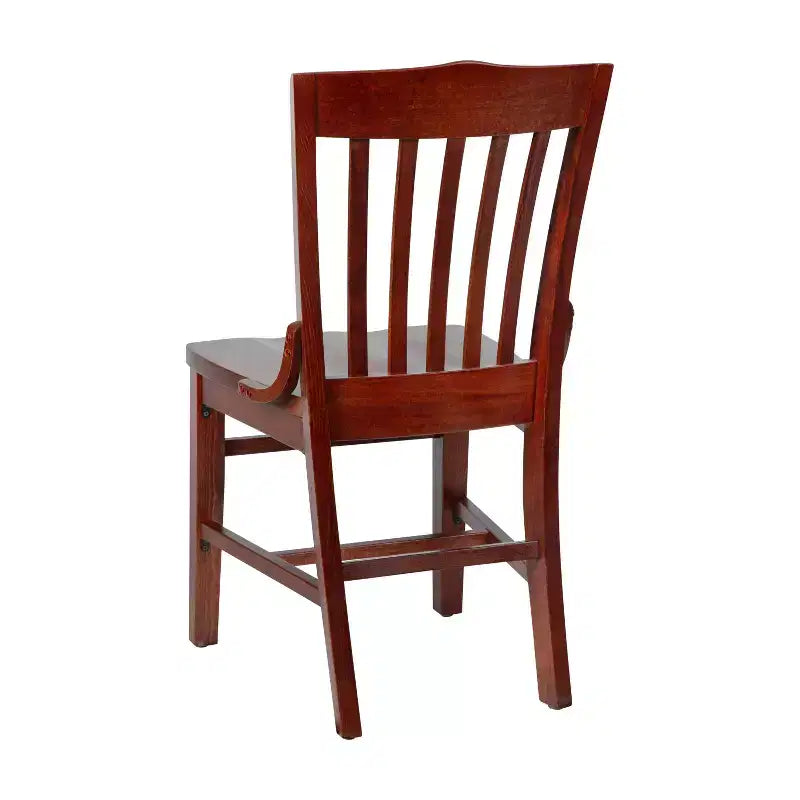 Lot de 2 chaises de restaurant en bois d'acajou de style "School House" - Qualité commerciale