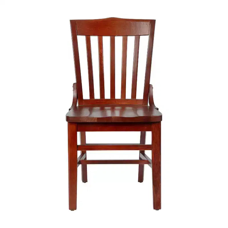 Lot de 2 chaises de restaurant en bois d'acajou de style "School House" - Qualité commerciale