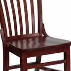 Lot de 2 chaises de restaurant en bois d'acajou de style "School House" - Qualité commerciale