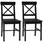 HOMCOM Modern Farmhouse Dining Chairs Set of 2, Wooden Kitchen Chairs with Cross Back, Solid Structure, Living Room and Dining Room Furniture, Black