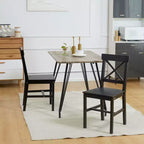 Chaises de salle à manger style ferme moderne, lot de 2 – Dossier croisé, pin massif, noir