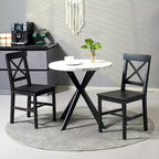 Chaises de salle à manger style ferme moderne, lot de 2 – Dossier croisé, pin massif, noir