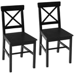 Chaises de salle à manger style ferme moderne, lot de 2 – Dossier croisé, pin massif, noir