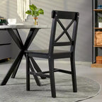 Chaises de salle à manger style ferme moderne, lot de 2 – Dossier croisé, pin massif, noir