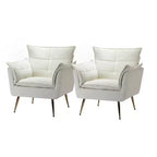 Set of 2 Jonat Contemporary Velvet Wooden Upholstered Armchair with Metal Legs for Bedroom and Living Room| ART OF LIVING DESIGNS