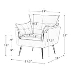 Ensemble de 2 fauteuils contemporains en velours avec pieds en métal pour chambre et salon