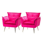Ensemble de 2 fauteuils contemporains en velours avec pieds en métal pour chambre et salon