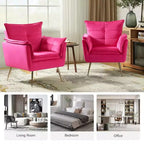 Ensemble de 2 fauteuils contemporains en velours avec pieds en métal pour chambre et salon