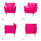 Ensemble de 2 fauteuils contemporains en velours avec pieds en métal pour chambre et salon