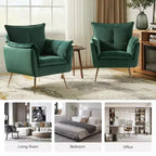Ensemble de 2 fauteuils contemporains en velours avec pieds en métal pour chambre et salon