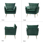 Ensemble de 2 fauteuils contemporains en velours avec pieds en métal pour chambre et salon