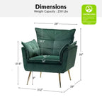 Ensemble de 2 fauteuils contemporains en velours avec pieds en métal pour chambre et salon