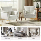Ensemble de 2 fauteuils contemporains en velours avec pieds en métal pour chambre et salon