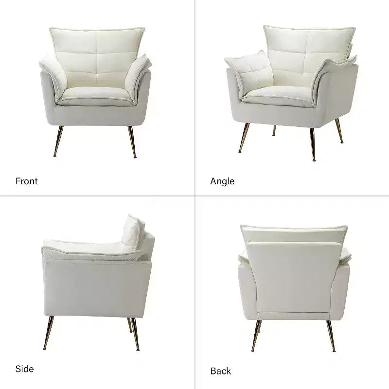Ensemble de 2 fauteuils contemporains en velours avec pieds en métal pour chambre et salon