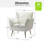 Ensemble de 2 fauteuils contemporains en velours avec pieds en métal pour chambre et salon