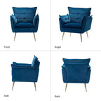 Ensemble de 2 fauteuils contemporains en velours avec pieds en métal pour chambre et salon
