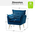 Ensemble de 2 fauteuils contemporains en velours avec pieds en métal pour chambre et salon
