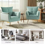 Ensemble de 2 fauteuils contemporains en velours avec pieds en métal pour chambre et salon